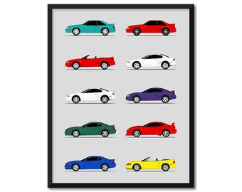 Ford Mustang SVT Cobra Car Poster (Side Profile) Print Wall Art Decor SN95 S197 S550 Generations History Evolution AX1 (Unframed)