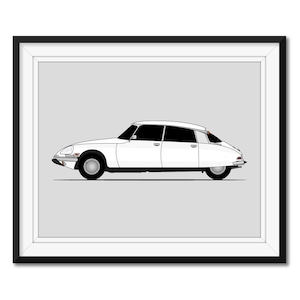 Citroen DS (1968-1975) (Side Profile) Inspired Poster Print Wall Art Decor CX1 (Unframed)