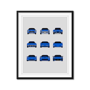 Chevrolet Corvette Generations (C1 C2 C3 C4 C5 C6 C7 C8) inspiré affiche de voiture impression art mural histoire évolution Chevrolet Corvette AX1 (sans cadre)