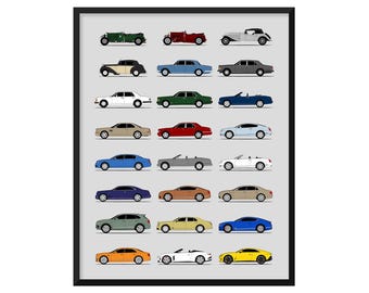 Bentley Car Poster (Side Profile) Print Wall Art Decor of the Best of Bentley Generations History Evolution AX1 (Unframed)