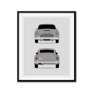 Aston Martin DB5 (1963-1965) (avant et arrière) inspiré de voiture affiche impression murale art déco DX1 (sans cadre)