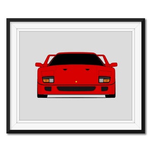 Ferrari F40 (1987-1992) Inspired Car Poster Print Wall Art Decor CX1 (Unframed)