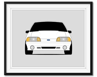 Ford Mustang 5.0 Fox Body GT Hatchback (1987-1993) Inspired Car Poster Print Wall Art Decor CX1 (Unframed)