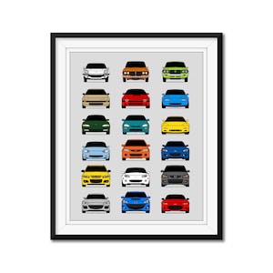 Mazda History and Evolution Inspired Car Poster Print Wall Art Best of Mazda Generations (Miata, RX-7, RX-8, RX-3, Protégé) AX1 (Unframed)
