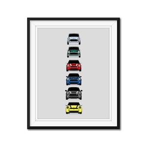 Mini Cooper Generations Inspired Car Poster Print Wall Art History and Evolution (British Austin Morris Mini) AX1 (Unframed)