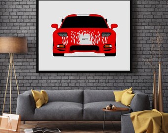 Mazda RX-7 FD (1992-2002) Fast and the Furious Movie Car Poster