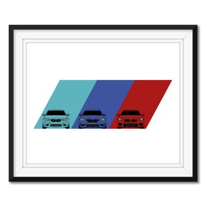BMW M3 M5 M2 M6 X5 M Power Car Poster Print Wall Art History and Evolution Mpower Generations BX1 (Unframed)