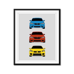 BMW M2 Generations Inspired Car Poster Print Wall Art of the History and Evolution of the BMW M2 F87 G87 AX1 (Unframed)