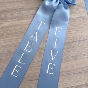 Table Numbers With Ribbon Luxe Satin Ribbon Bow Table Numbers - Uppercase Font - Etsy