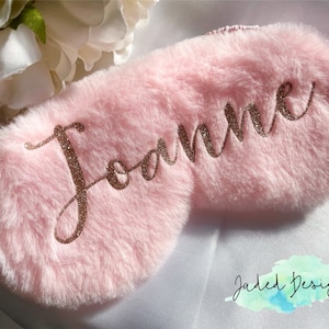 Personalised Fluffy Sleeping Eye Glitter Face Mask with Name, Silk, Satin image 4