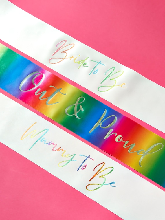 Rainbow Pride LGBTQ Sash Glitter Rainbow Baby Miracle Mum to Be Silver Personalised Custom Birthday Baby Shower Brighton Party Etsy