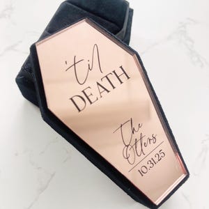 Velvet and Acrylic Coffin Ring Box - Double. Personalised for weddings engagements bride and groom image 7
