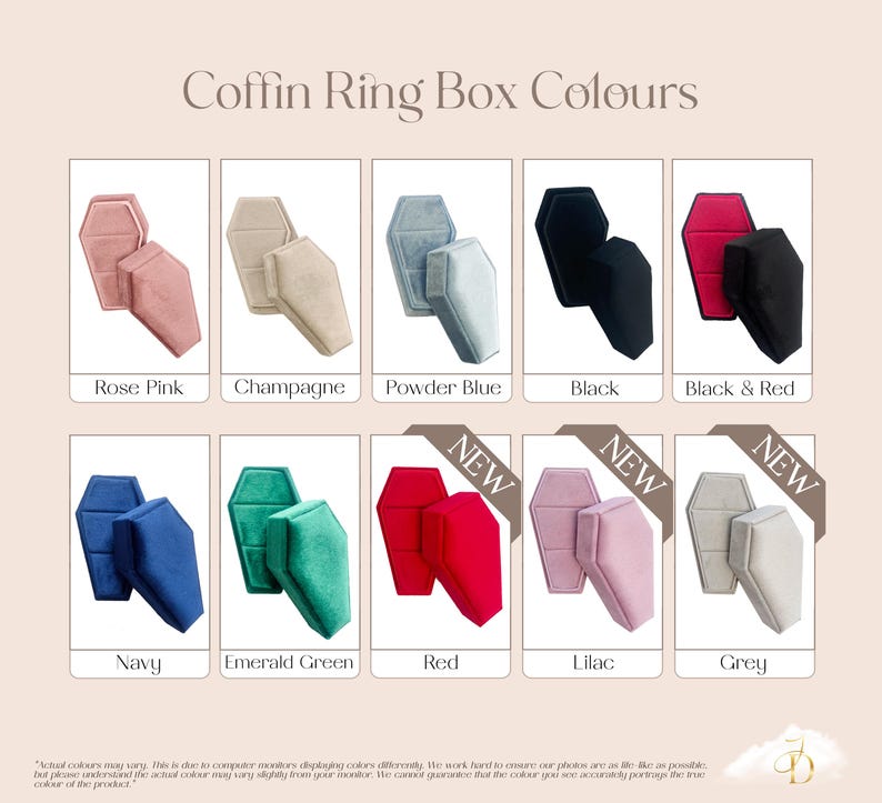 VELVET ACRYLIC RING BOX PERSONALISED GOLD SILVER ROSE CUSTOM NAME WEDDING ENGAGEMENT RINGS EVENT CEREMONY BAND BURIED COFFIN HEART CIRCLE SQUARE HEXAGON