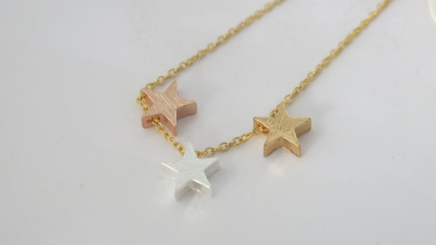 Three Stars Necklace on Gold Chain Three Stars Pendant - Etsy UK
