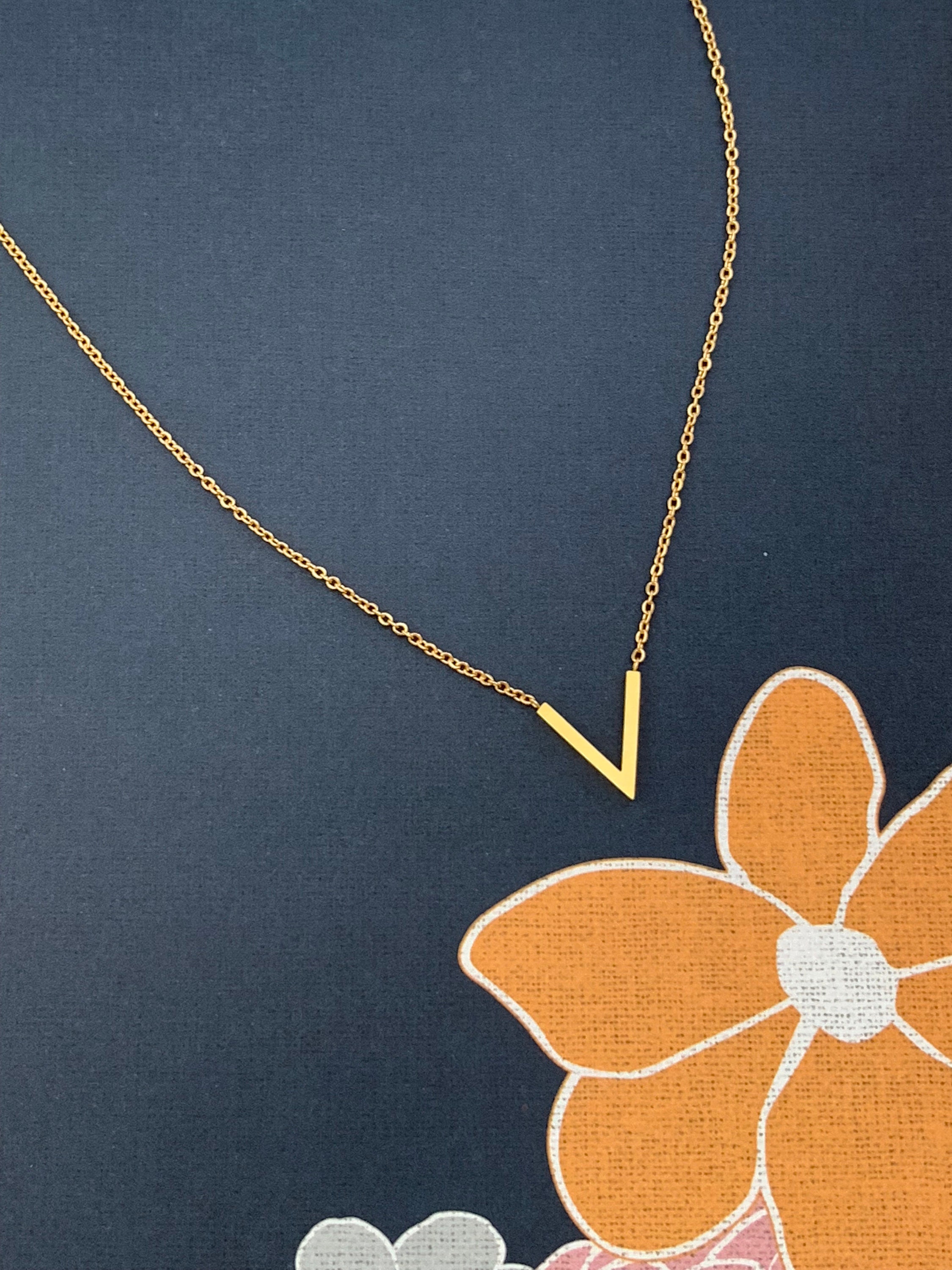 Gold V necklace V shaped pendant gold V minimalistic Etsy