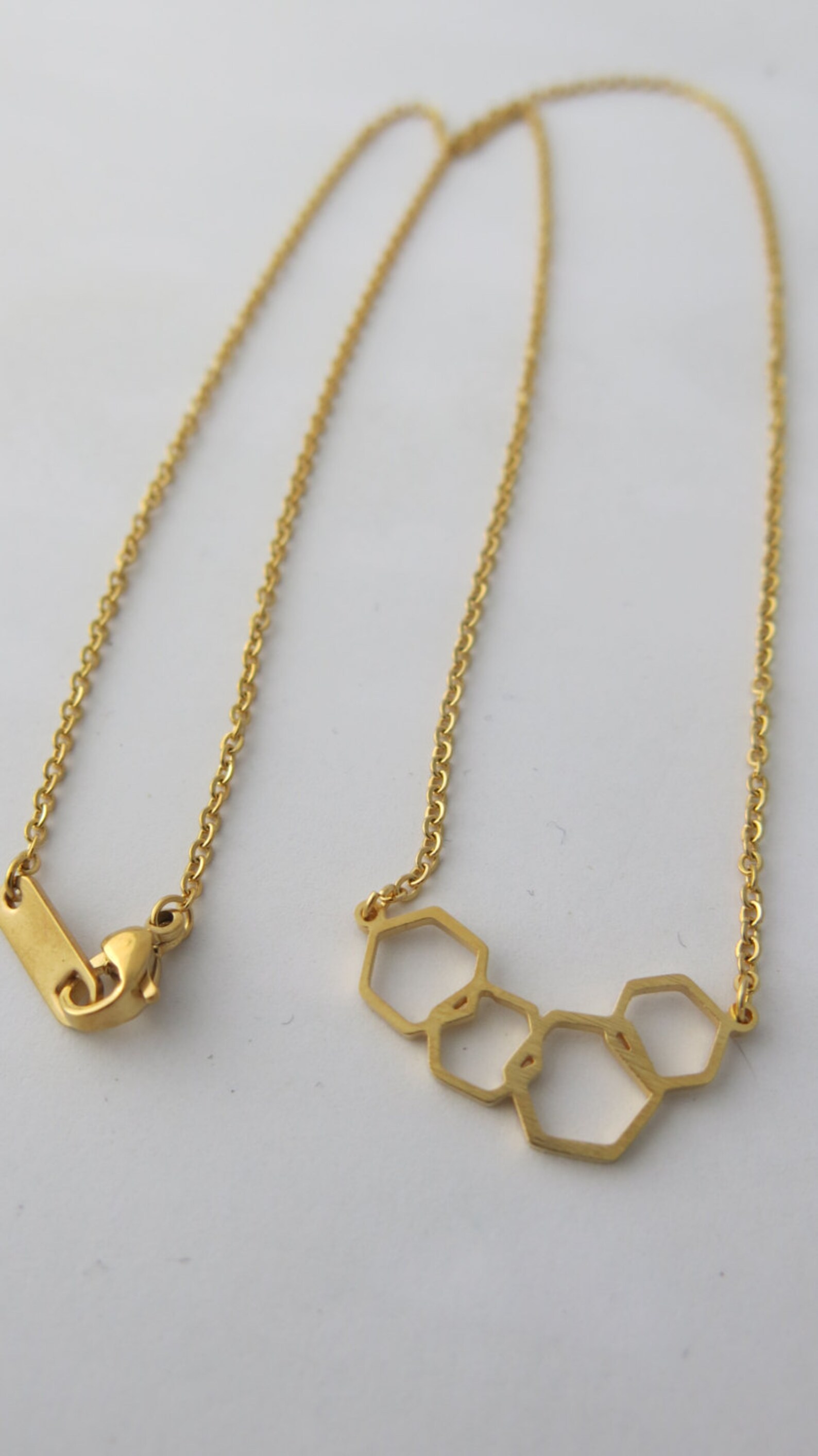 Gold Necklace Hexagon Necklace Gold Hexagon Pendant Etsy Hong Kong