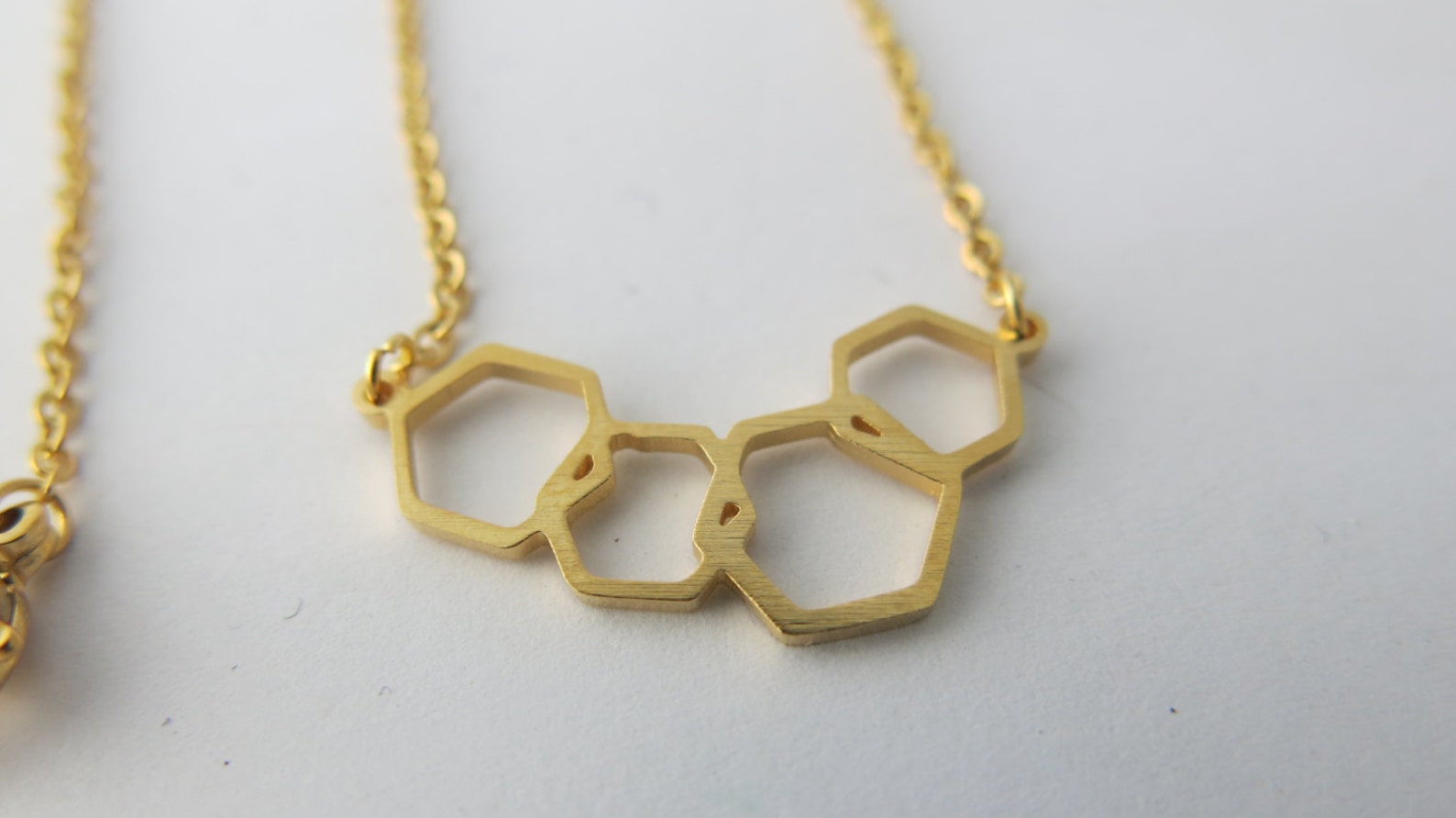 Gold Necklace Hexagon Necklace Gold Hexagon Pendant Etsy Hong Kong