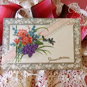 Coleção de cartões franceses antigos Buquê vitoriano dos anos 1900 - cartão de flores - reserva de sucata - efêmera - cartão postal antigo - lembrança francesa antiga