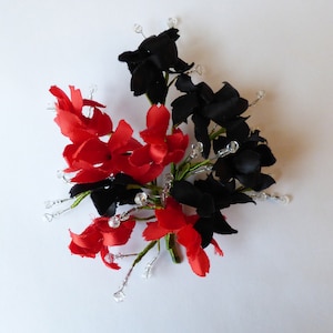 2 Vintage Millinery flower branches. Satin and glass. Hat trim. Unique. 1980s - millinery supplies - handmade flower - altered flowers -
