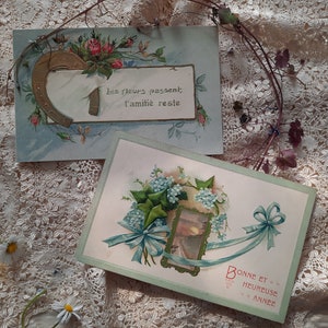2 Cartões postais antigos 1900 - cartões vintage - scrapbooking - itens efêmeros - itens colecionáveis - cartões postais vintage - cartões antigos - cartões eduardianos