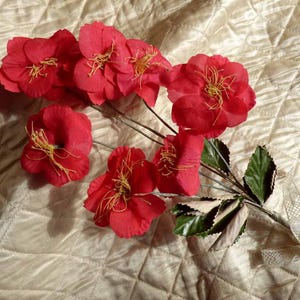 1950 vintage millinery flowers - millinery corsage - vintage flowers - hat trim -  millinery bunch - vintage spray - red flowers