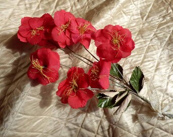 1950s Vintage Red Millinery Flowers – Hat Trim Corsage