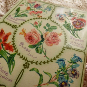 4 antieke Franse kaarten Langage des Fleurs jaren 1910 - scrapbooking - ephemera - collectie vintage ansichtkaarten in art-nouveaustijl