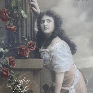 Antieke ansichtkaarten 1911 geïnspireerd op Boule de Suif (Guy de Maupassant) - met de hand gekleurd - scrapbookingateliers - efemere - vintage ansichtkaart - Frans