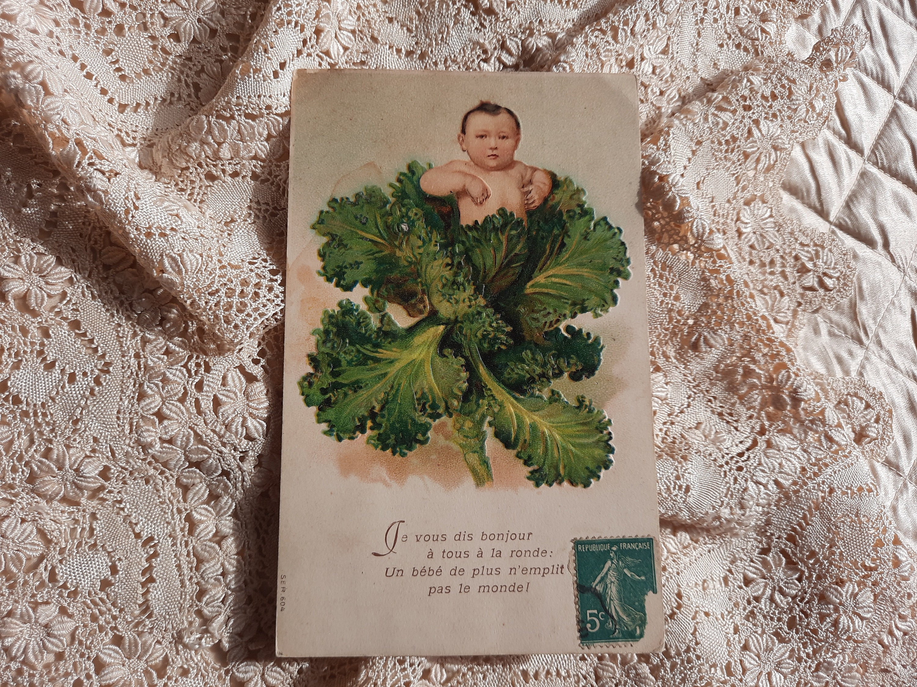 2 Antique Postcards 1900s Babies In A Cabbage Vintage Etsy Canada