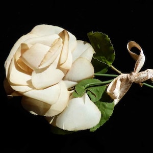 Rosa de sombrerería de los años 50 - Rosa vintage - Flor hecha a mano - Suministros de sombrerería - Rosa vintage - Rosa hecha a mano