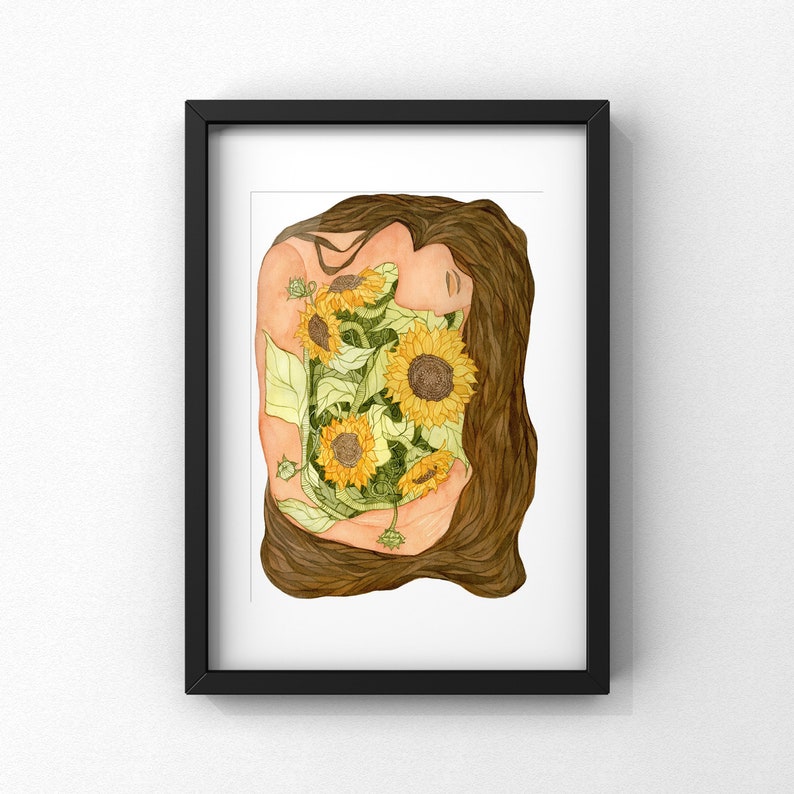 Mother Nature Watercolor Painting: Sunflower Art Print - Etsy