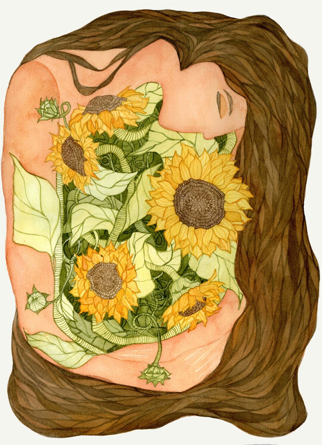 Mother Nature Watercolor Painting: Sunflower Art Print - Etsy