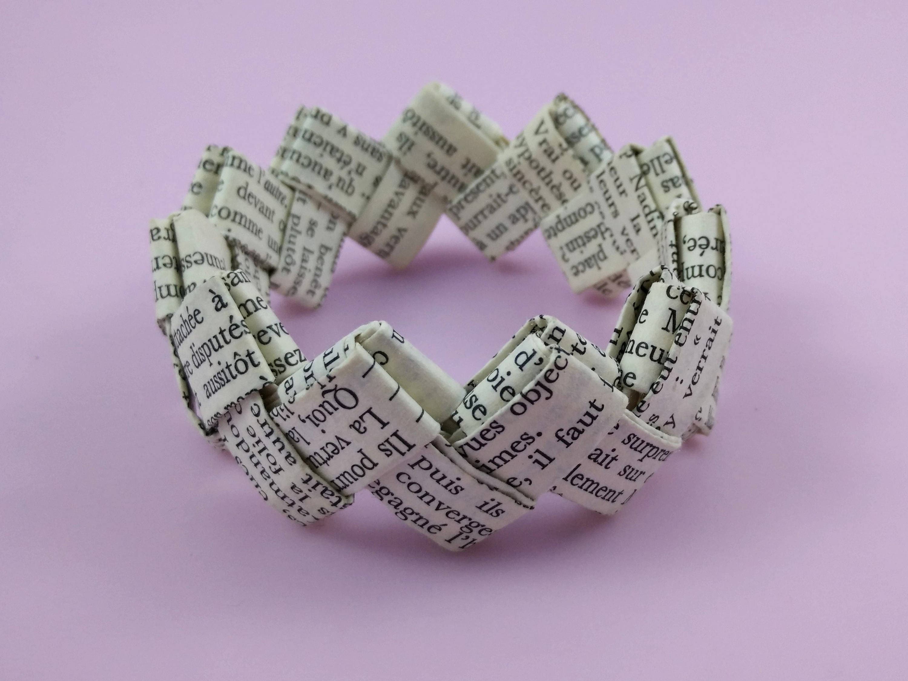 RECYCLED PAPER BRACELET Eco Friendly Upcycled Book Folded Paper