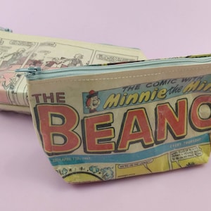 SACCHETTO DI CARTA RICICLATA / astuccio per matite riciclato / regalo zero rifiuti ecologico / portamonete cucito con cerniera / tasca di carta vintage per fumetti beano