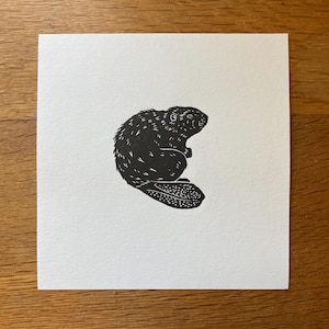 Little Beaver - original lino cut print