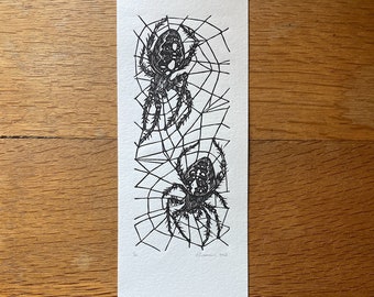 Spiders - original lino cut print