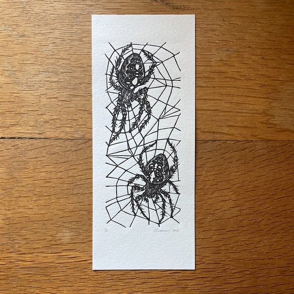 Spiders - original lino cut print