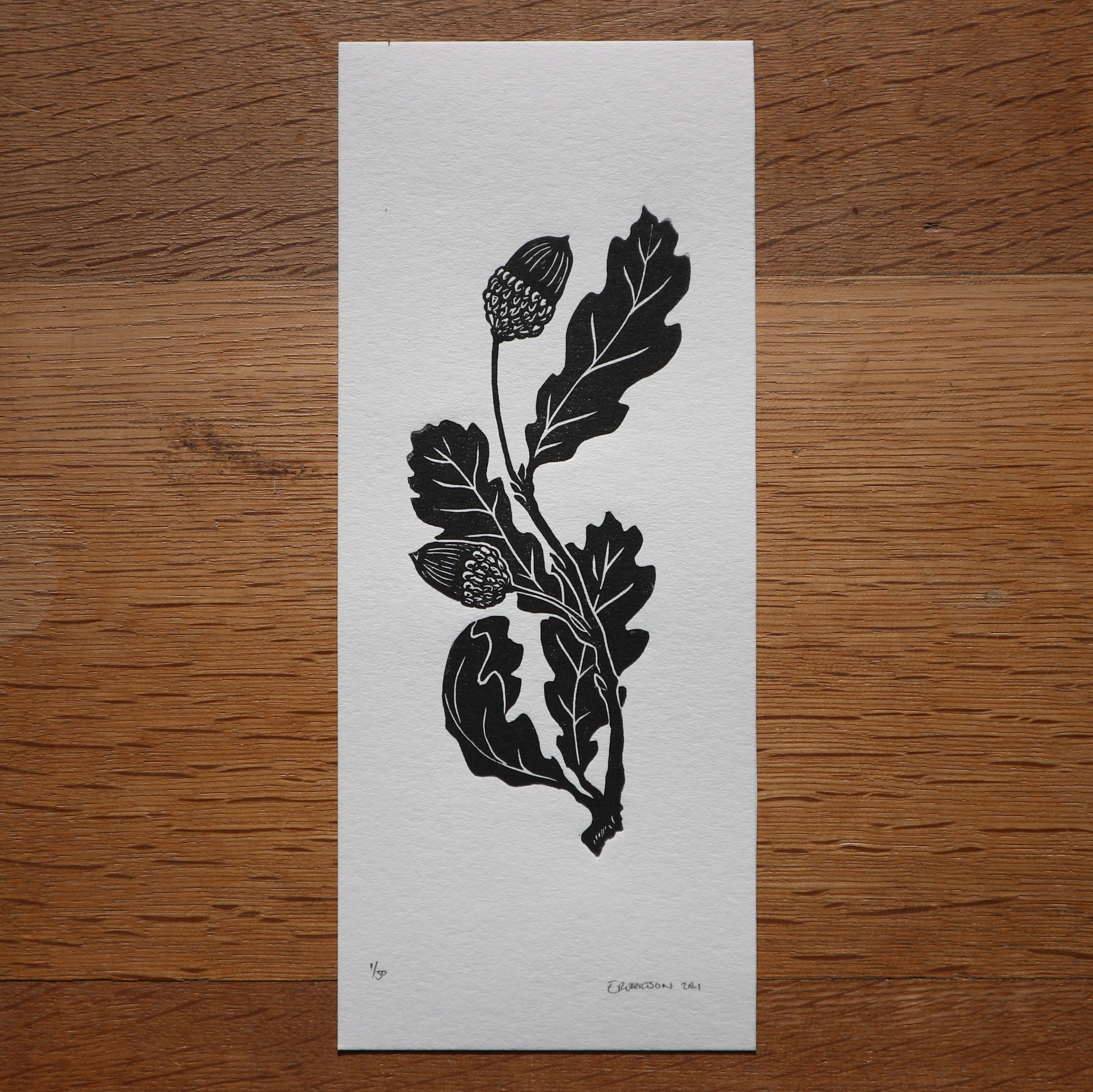 oak-leaves-original-lino-cut-print-woodland-nature-art-etsy