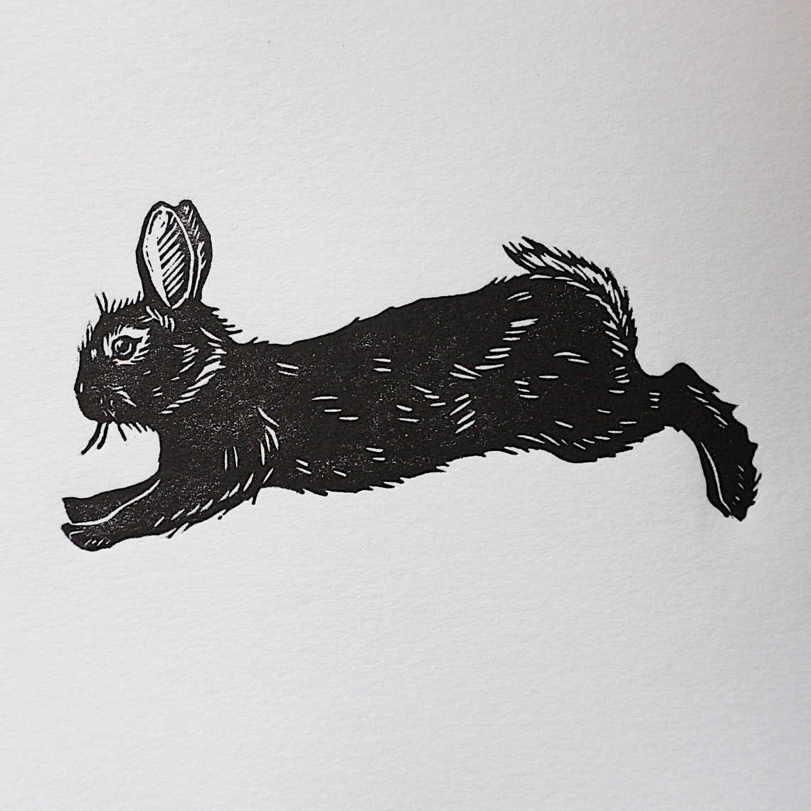 Leaping Rabbit Original Lino Cut Print - Etsy