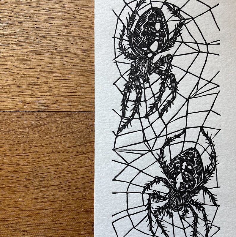 Araignées impression originale découpée en lino image 3