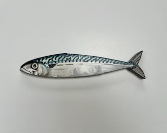 Handmade Medium Mackerel Wood Wall Art Sculpture