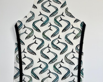 Mackerel Fish Shoal Apron, Coastal Kitchen Gift