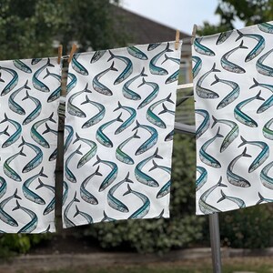 Mackerel Fish Shoal Tea Towel, Coastal Decor, Made in England image 2