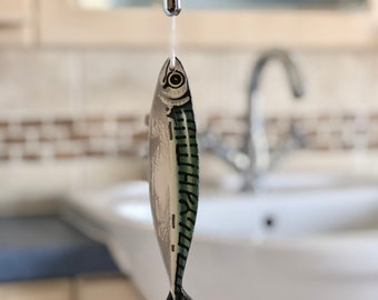 Hand-Made Mackerel Fish Light Pull Cord, Fish Art