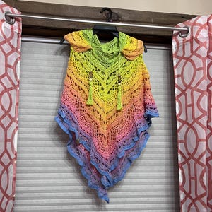 colorful textured crochet poncho