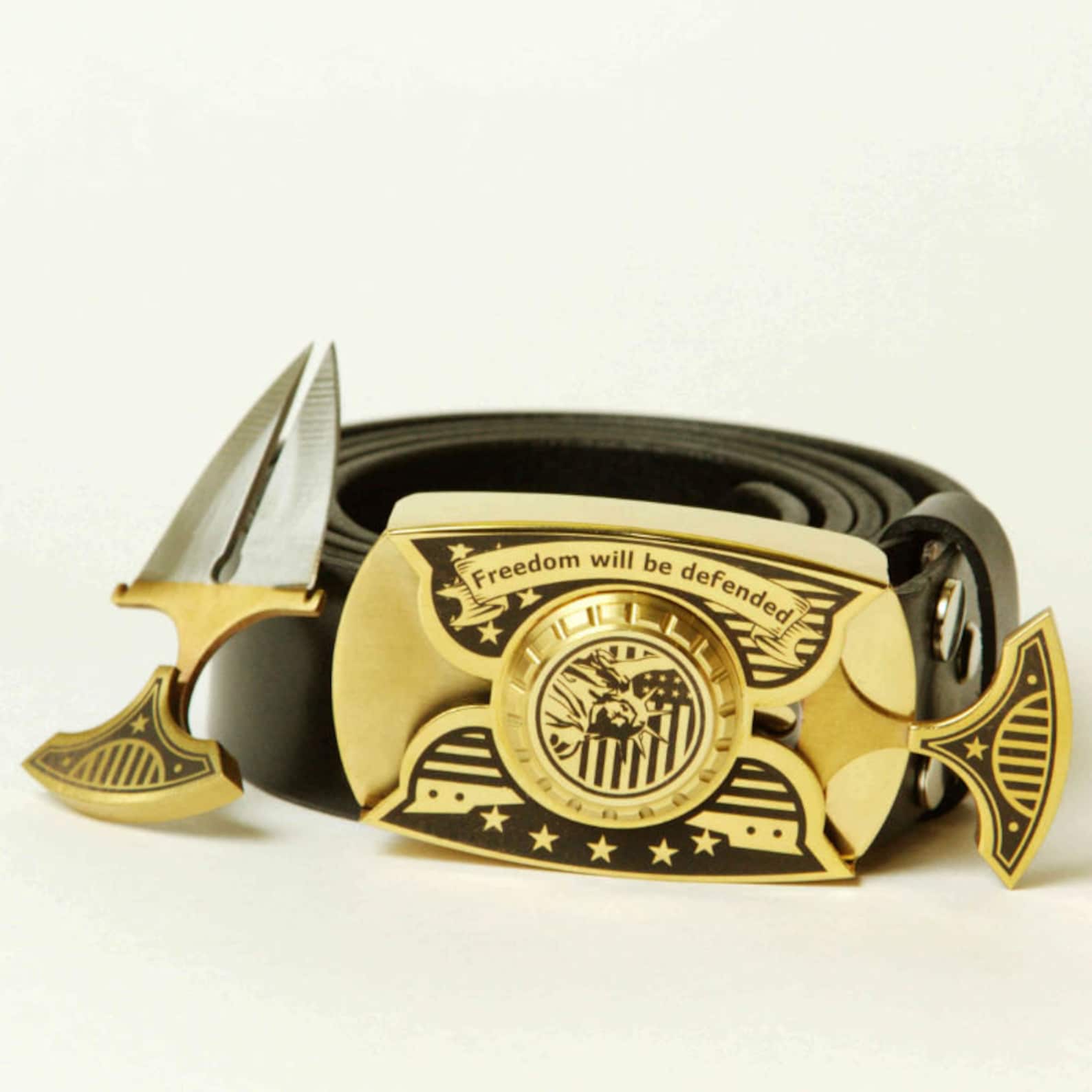 Buckle Knife / Belt with 2 knives / Stainless steel buckle / Etsy