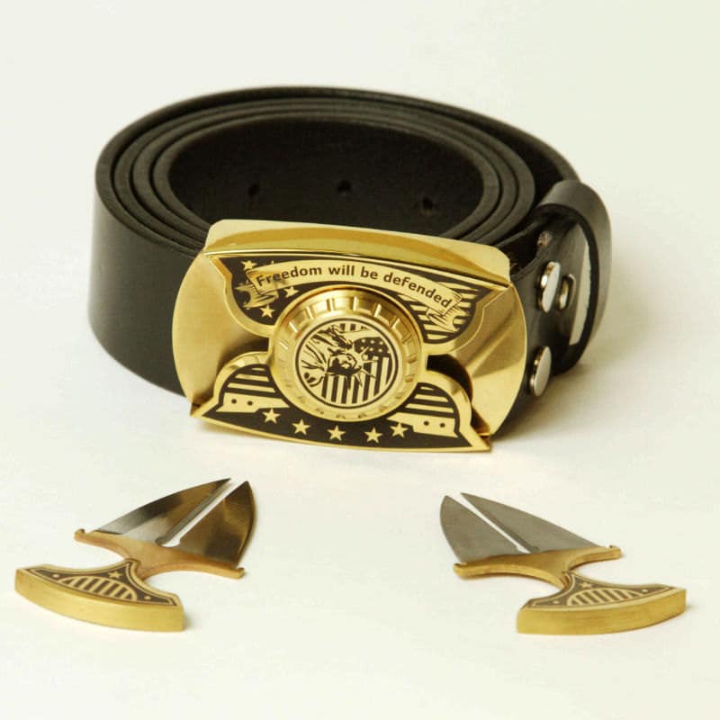 Buckle Knife / Belt with 2 knives / Stainless steel buckle / Etsy