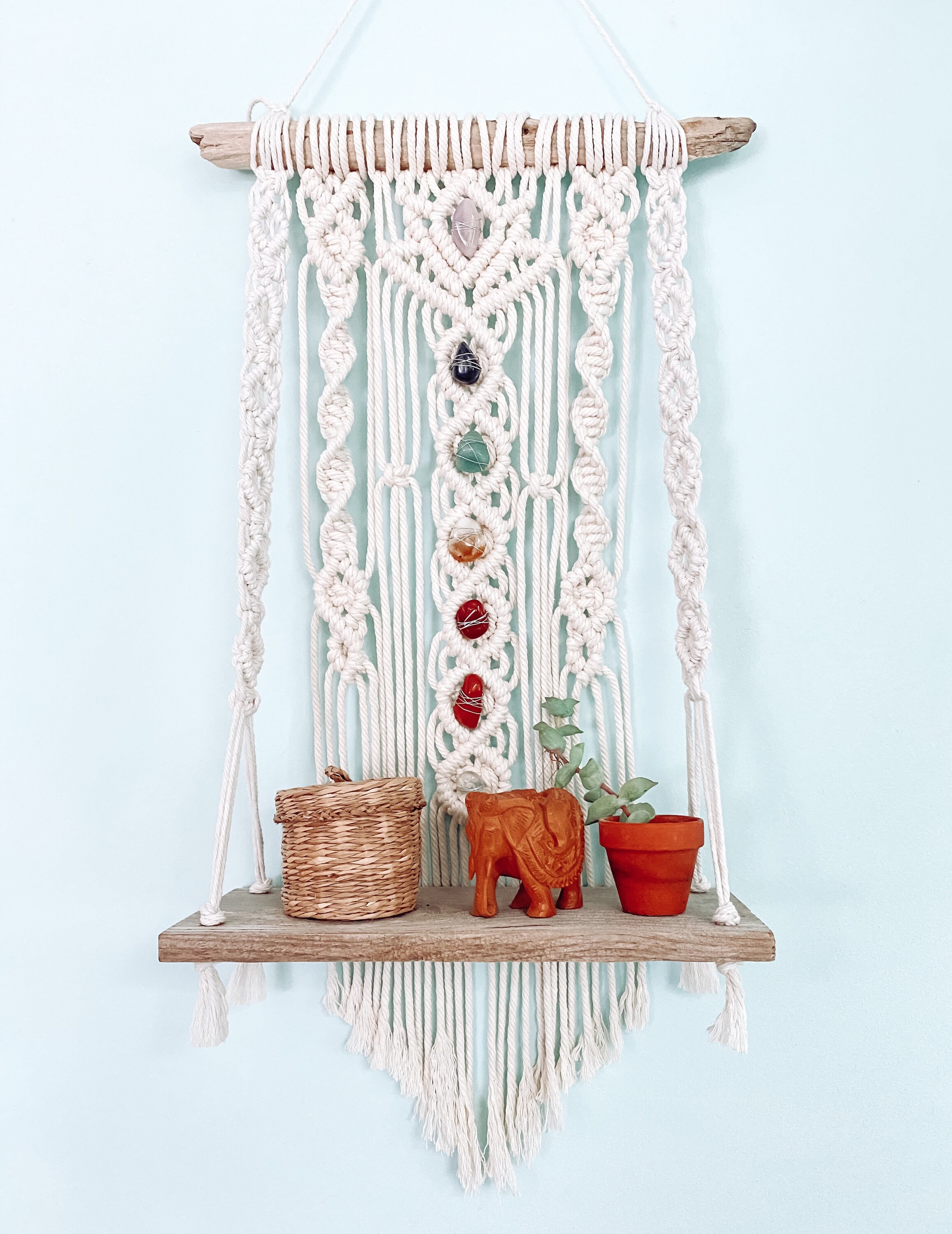 Lotus Flower Chakra Shelf // Boho Macrame Hanging Shelf // | Etsy