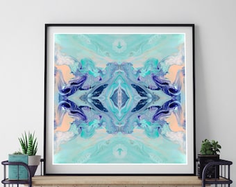 Abstract art print. Abstract Painting. Marble. Fluid painting. Aqua Purple Peach Pink Blue Turquoise. Pastel art. Boho Style. Spiritual Art.
