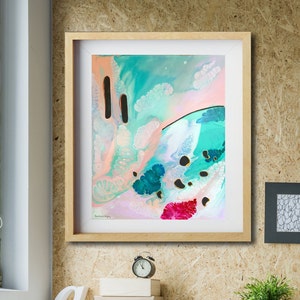 Abstract Wall Art, giclee art print, modern home decor, contemporary painting print, pastel wall print, magenta, aqua, peach, pink.